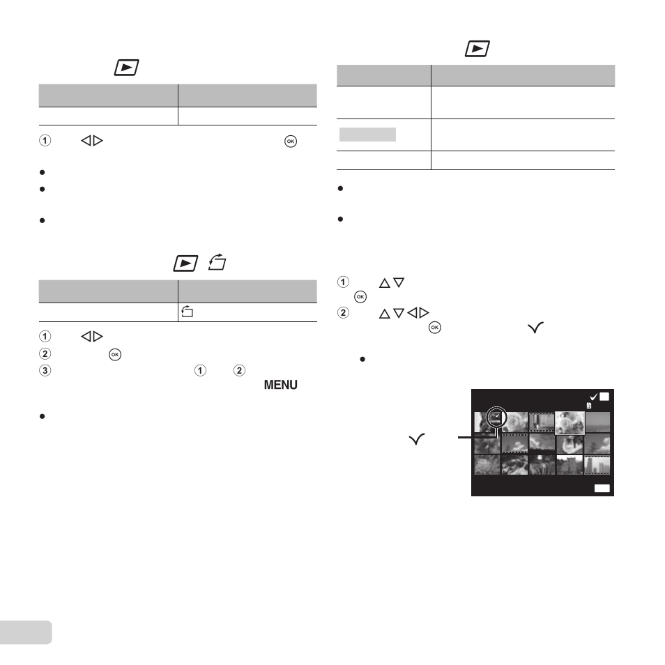 Rotating images, Rotating images q q [ [ y y, Erasing images | Erasing images q q [erase] [erase, 34 en | Olympus VG-190 User Manual | Page 34 / 78