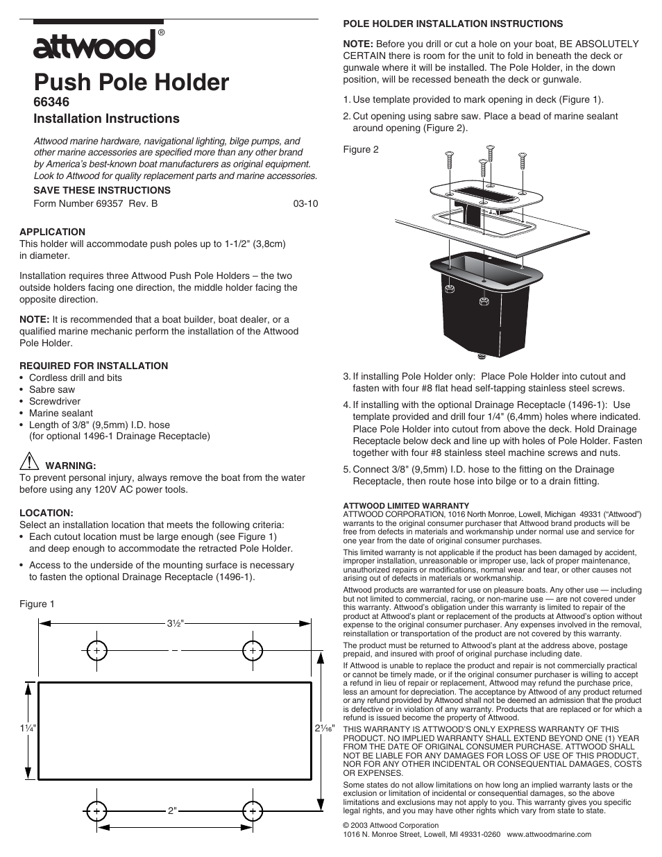 Attwood 66346 User Manual | 1 page