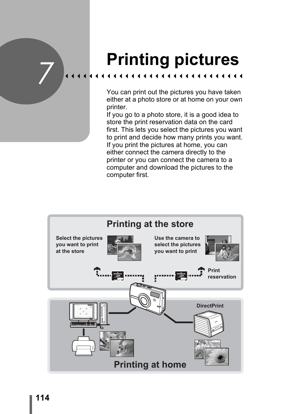 7 printing pictures, Printing pictures, P. 114 | Olympus SP-700 User Manual | Page 114 / 187