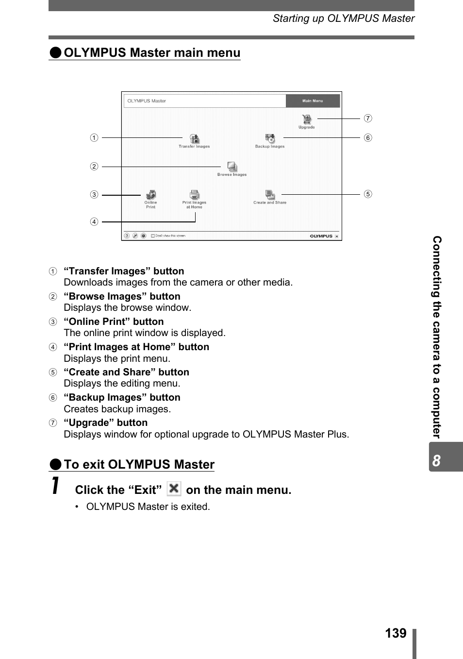 Olympus master main menu | Olympus SP-700 User Manual | Page 139 / 187