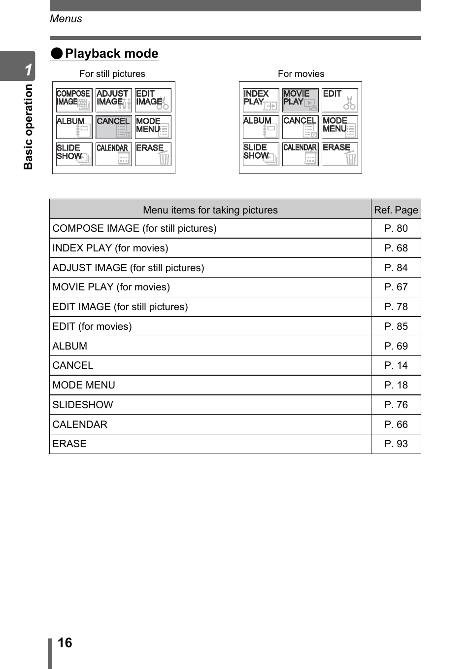 Playback mode, Basi c operati o n | Olympus SP-700 User Manual | Page 16 / 187