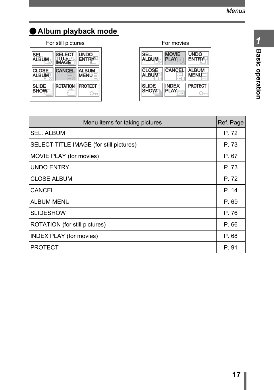 Album playback mode, Ba si c op e ra tio n | Olympus SP-700 User Manual | Page 17 / 187