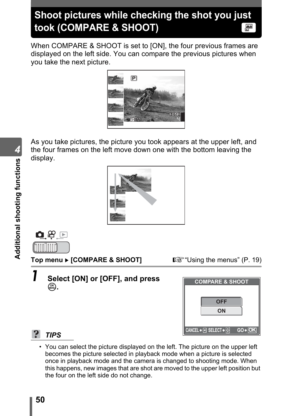 Compare & shoot), P. 50 | Olympus SP-700 User Manual | Page 50 / 187