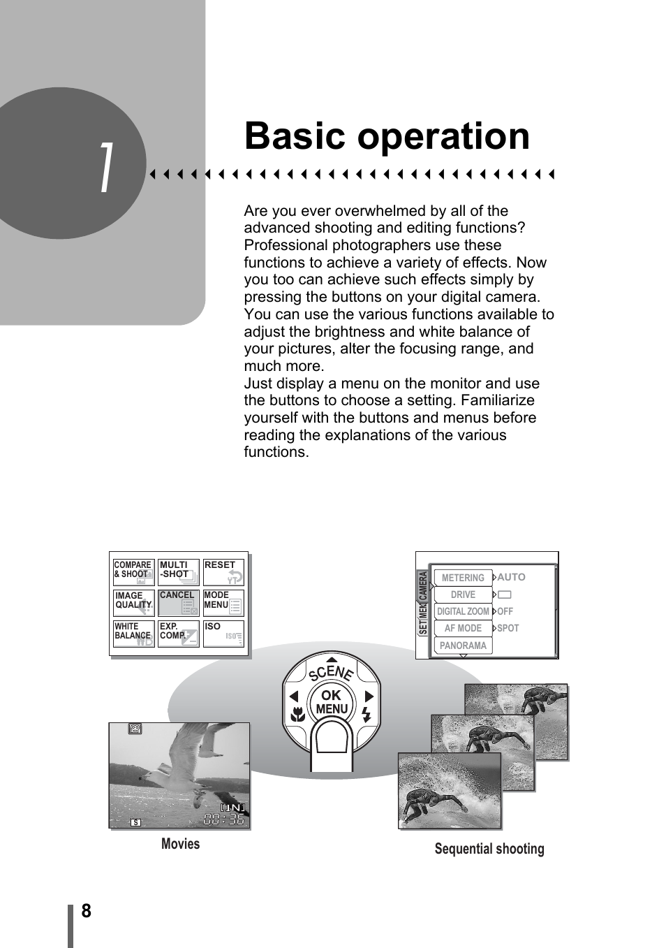 1 basic operation, Basic operation, P. 8 | Olympus SP-700 User Manual | Page 8 / 187