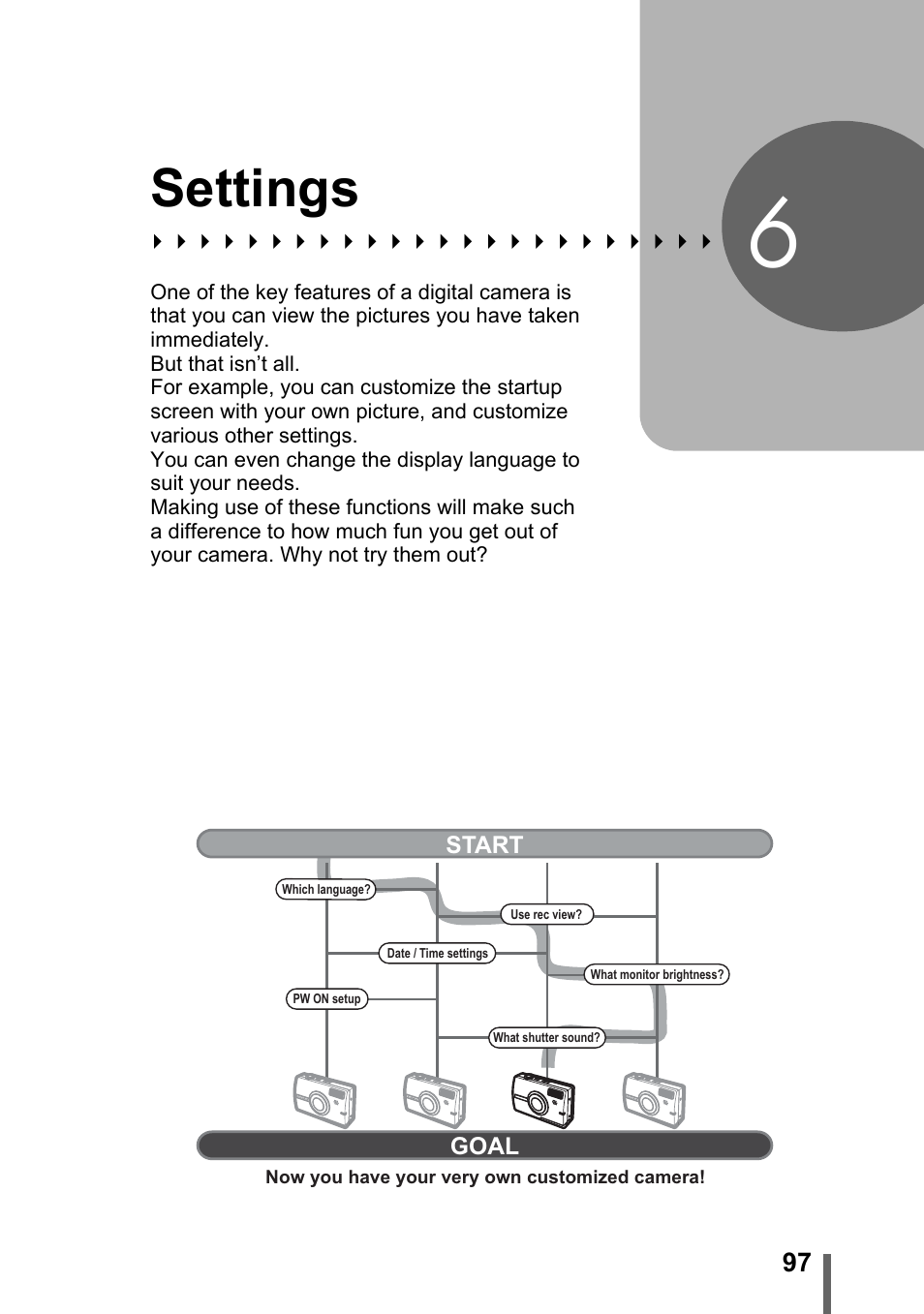 6 settings, Settings, P. 97 | Olympus SP-700 User Manual | Page 97 / 187