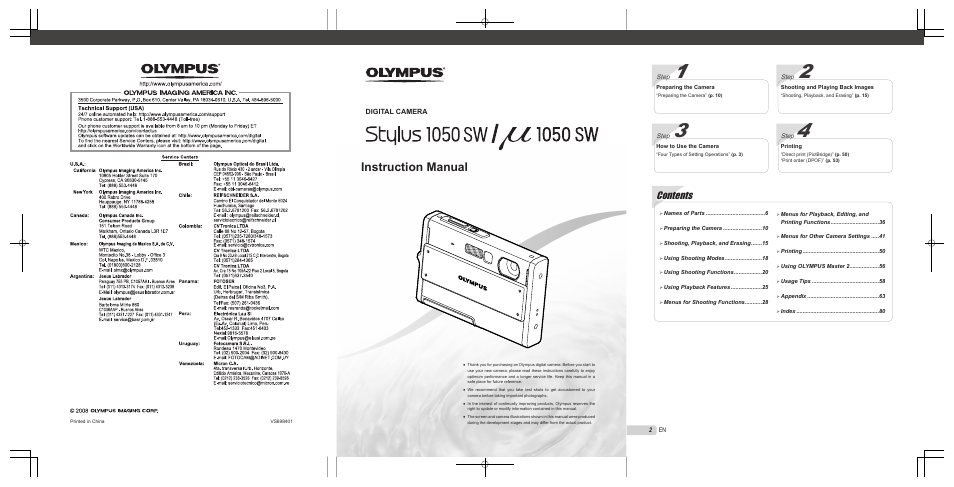 Olympus Stylus 1050 SW User Manual | Page 2 / 86