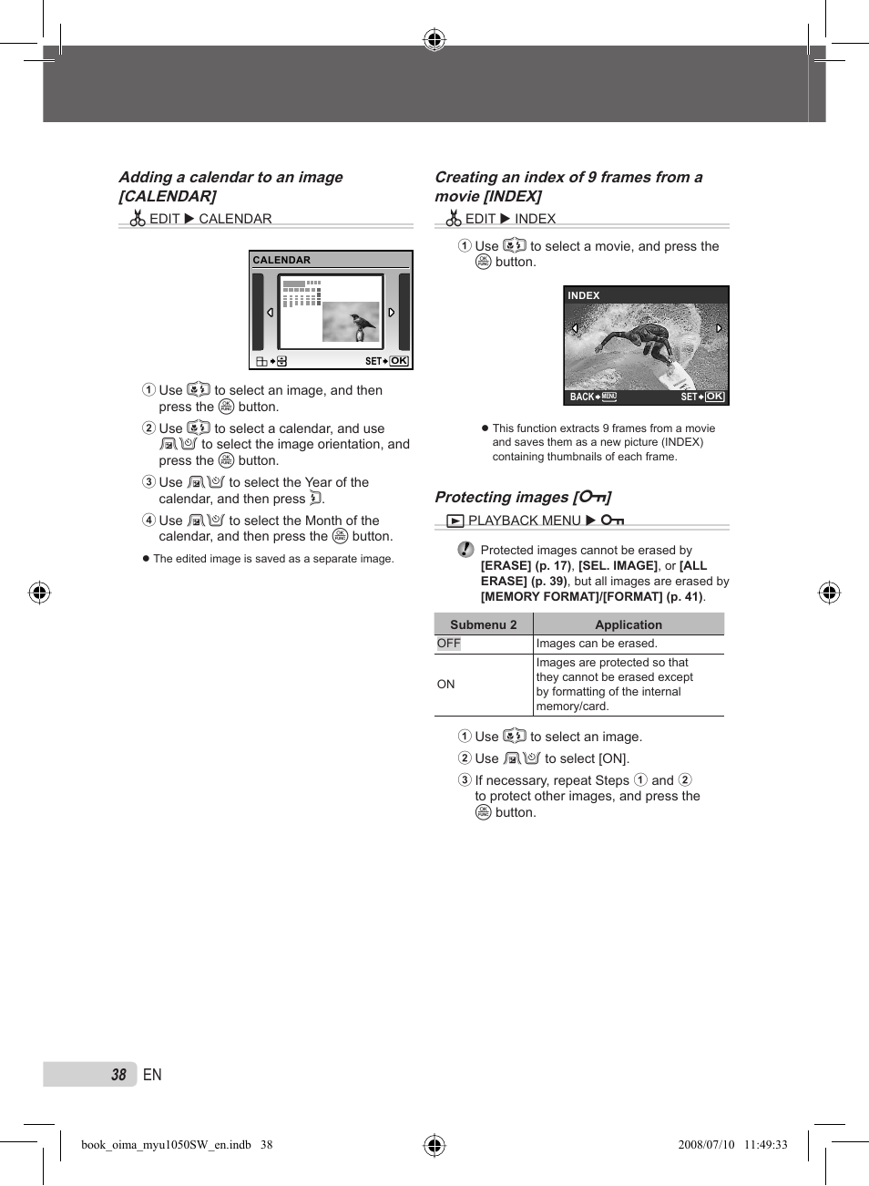 38 en | Olympus Stylus 1050 SW User Manual | Page 38 / 86