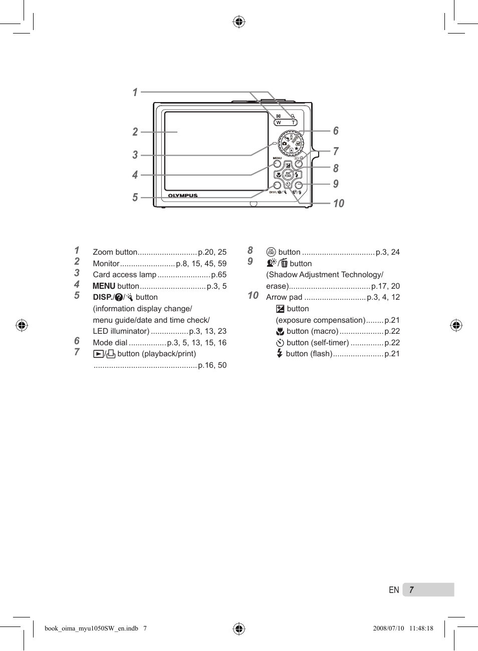 Olympus Stylus 1050 SW User Manual | Page 7 / 86