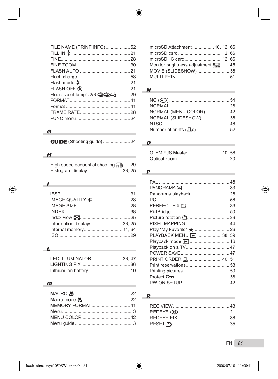 Olympus Stylus 1050 SW User Manual | Page 81 / 86