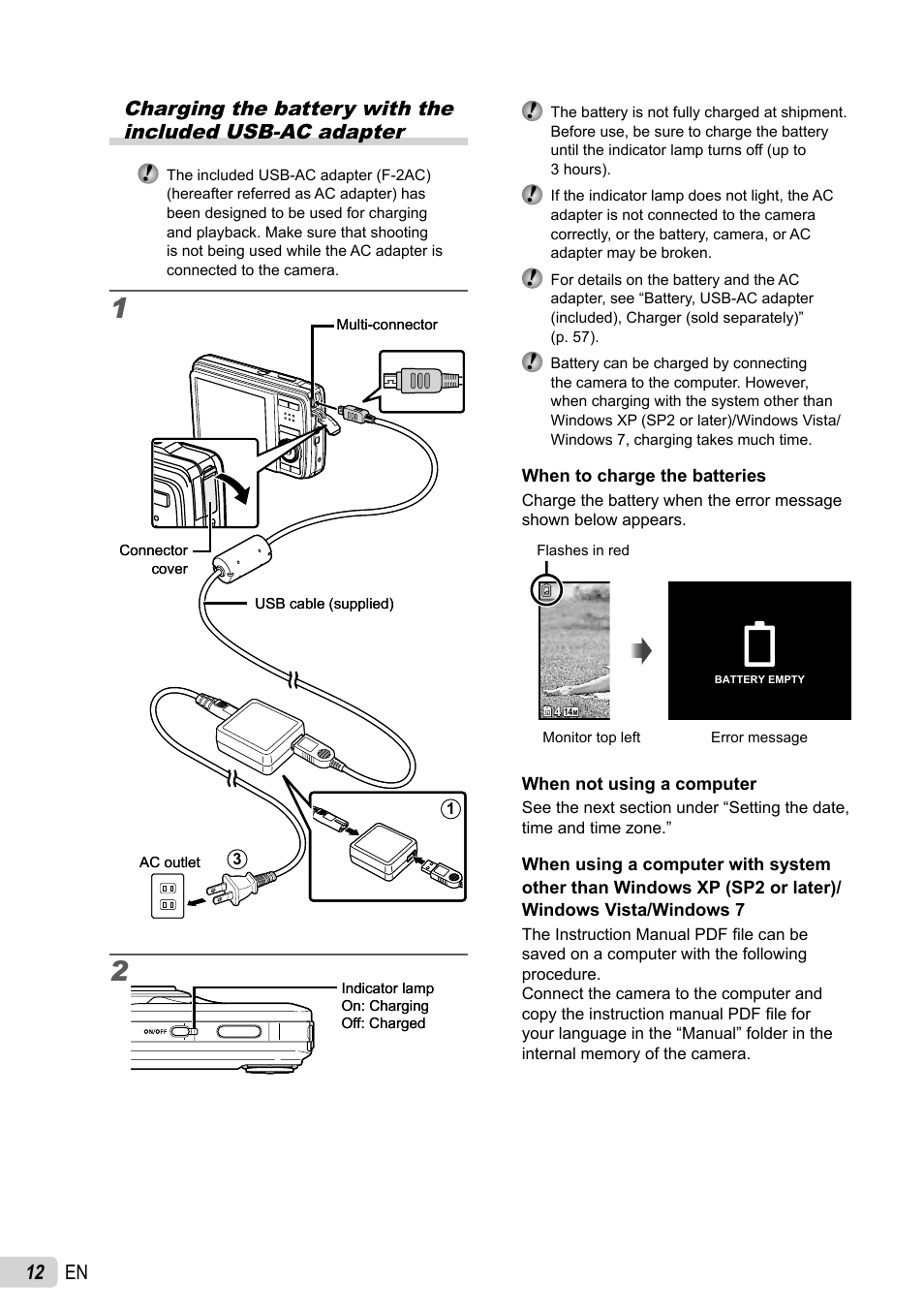 Olympus STYLUS 7030 User Manual | Page 12 / 73