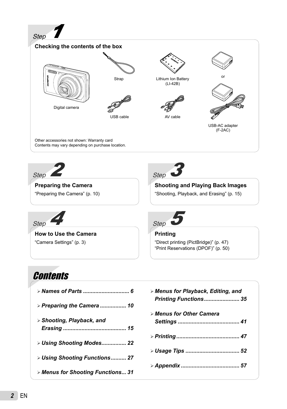 Olympus STYLUS 7030 User Manual | Page 2 / 73