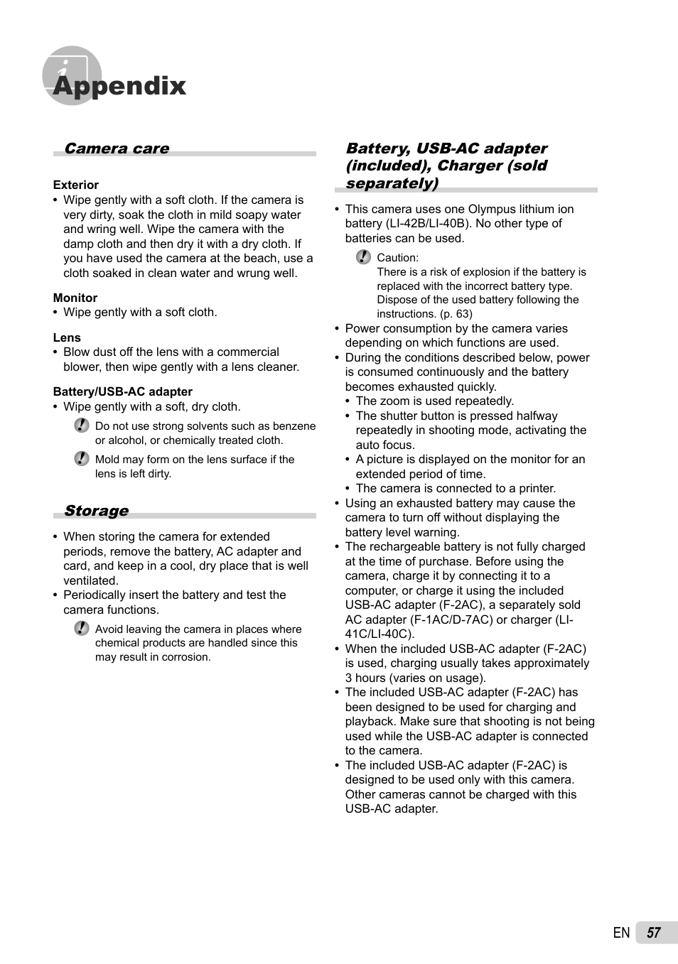 Appendix | Olympus STYLUS 7030 User Manual | Page 57 / 73