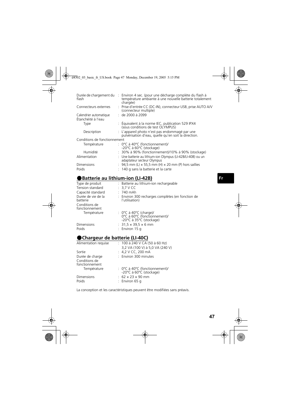 Olympus STYLUS 700 User Manual | Page 47 / 84