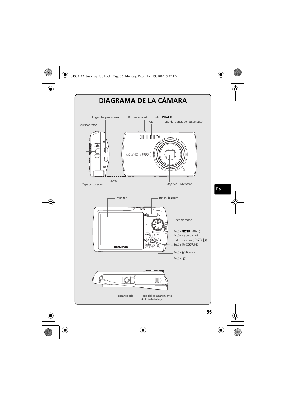 Diagrama de la cámara | Olympus STYLUS 700 User Manual | Page 55 / 84