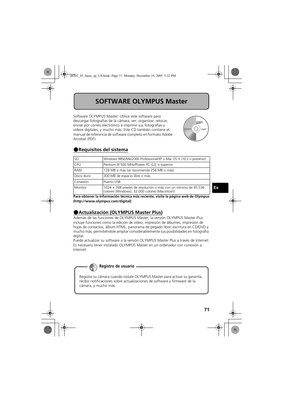 Software olympus master | Olympus STYLUS 700 User Manual | Page 71 / 84