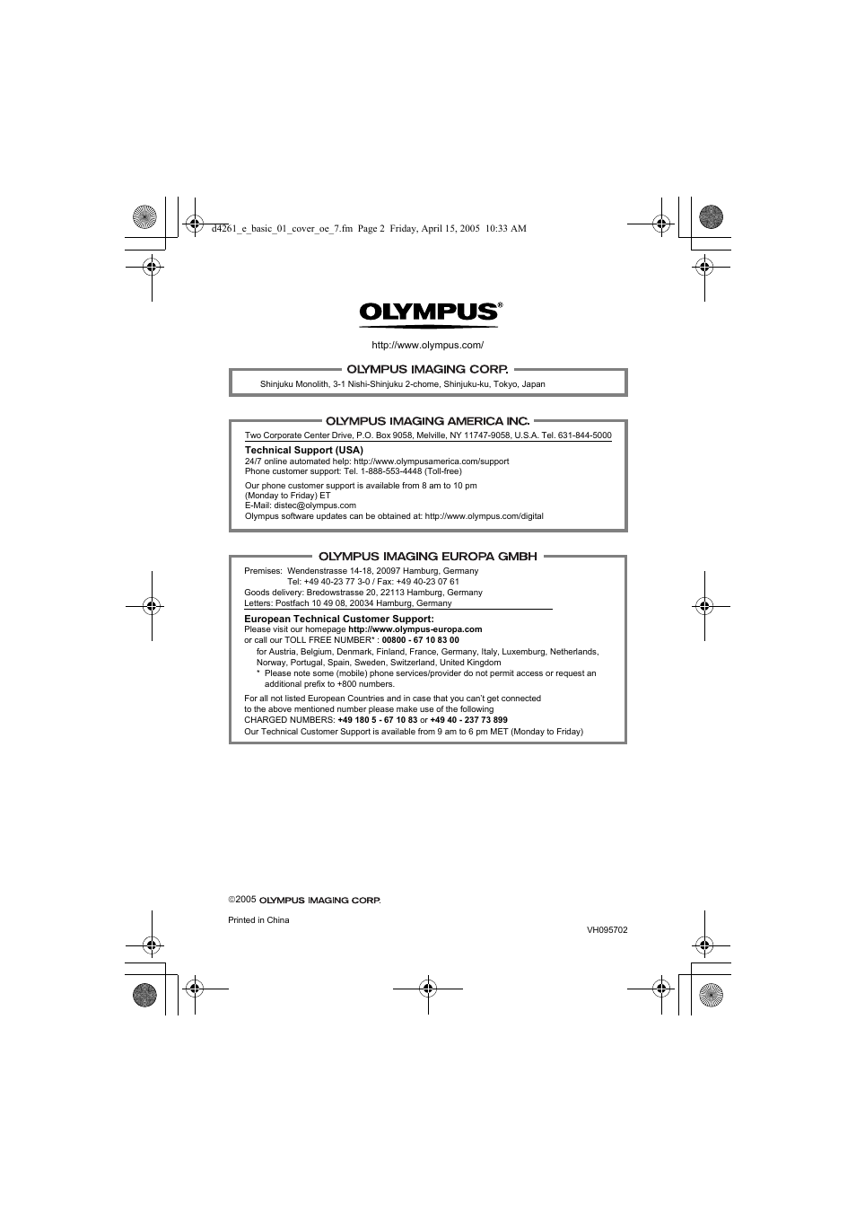 Olympus D-630 Zoom User Manual | Page 100 / 100