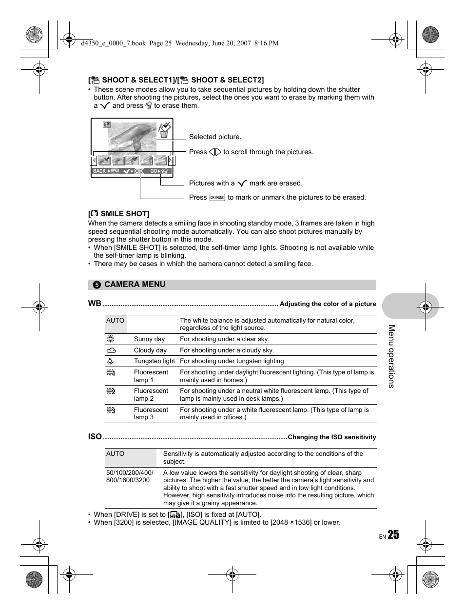 Menu operations | Olympus STYLUS 820 User Manual | Page 25 / 84