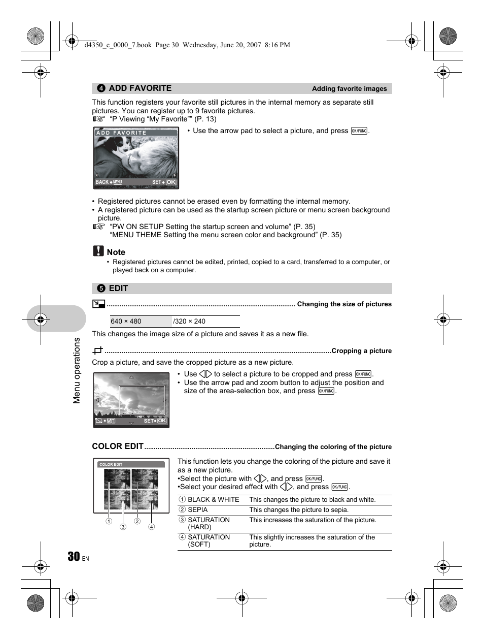 Menu operations | Olympus STYLUS 820 User Manual | Page 30 / 84