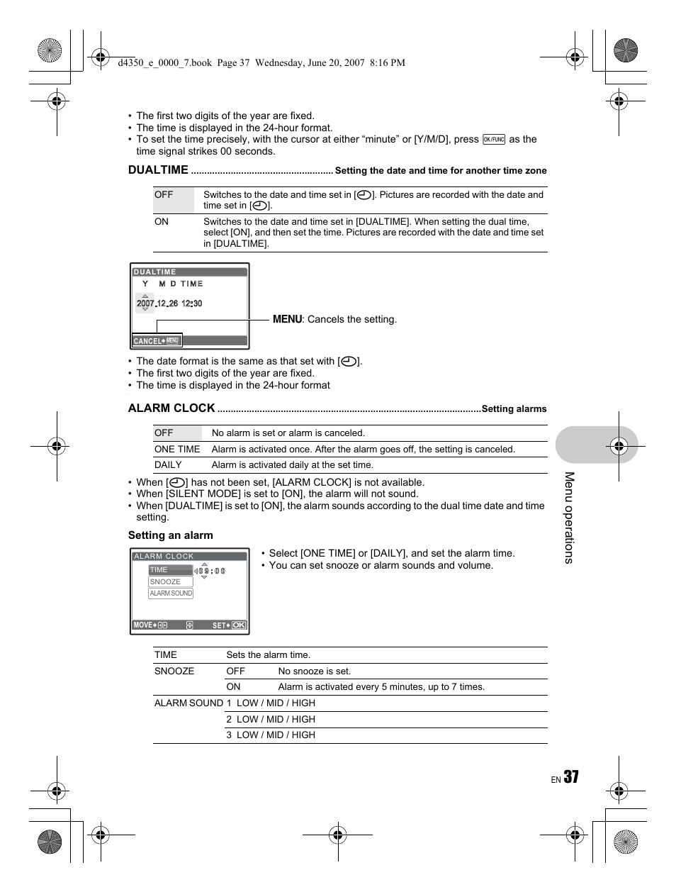 Menu operations | Olympus STYLUS 820 User Manual | Page 37 / 84