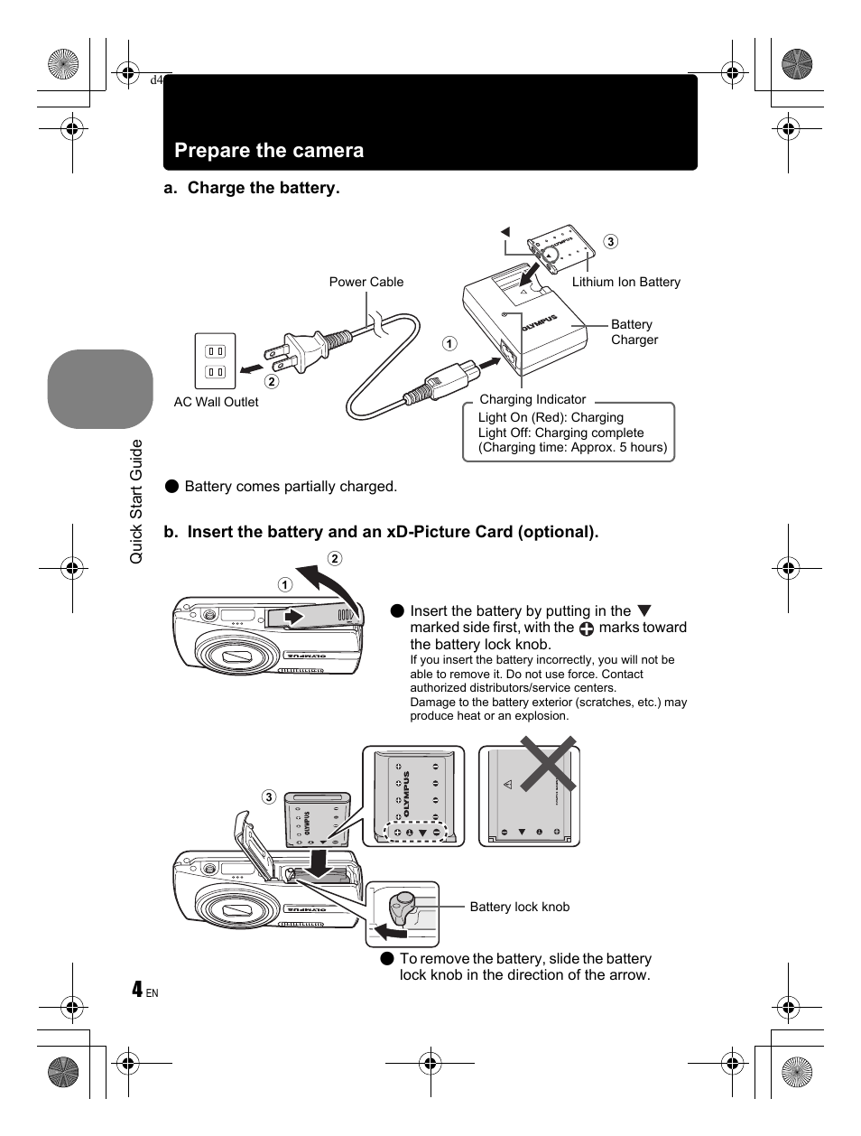 Prepare the camera | Olympus STYLUS 820 User Manual | Page 4 / 84