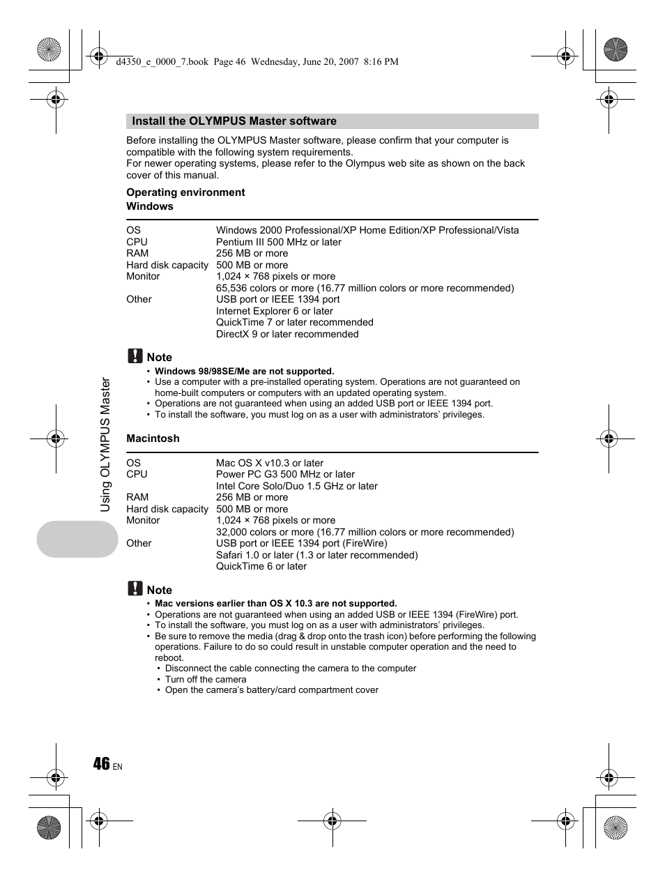 Olympus STYLUS 820 User Manual | Page 46 / 84