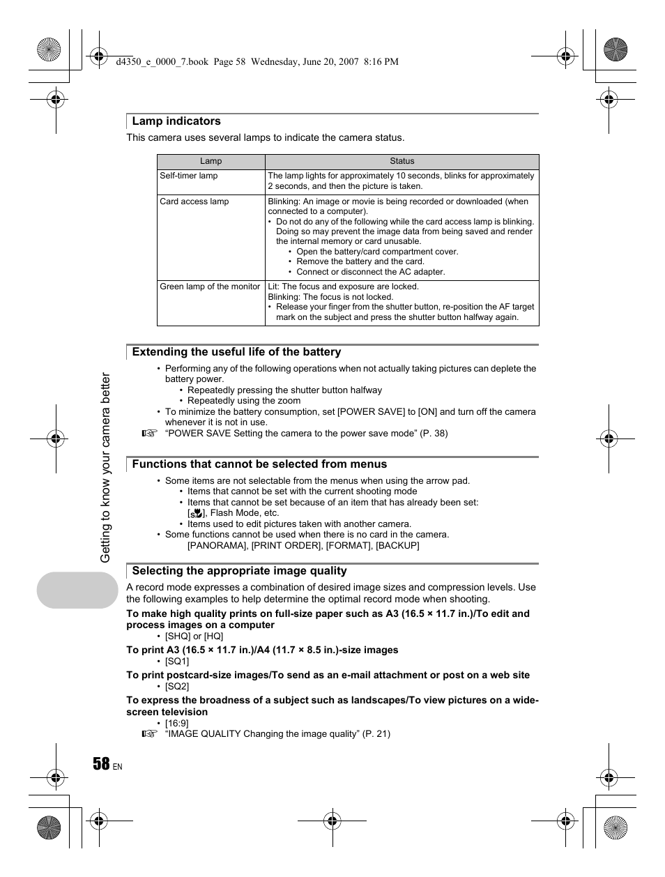 Getting to know your camera better | Olympus STYLUS 820 User Manual | Page 58 / 84