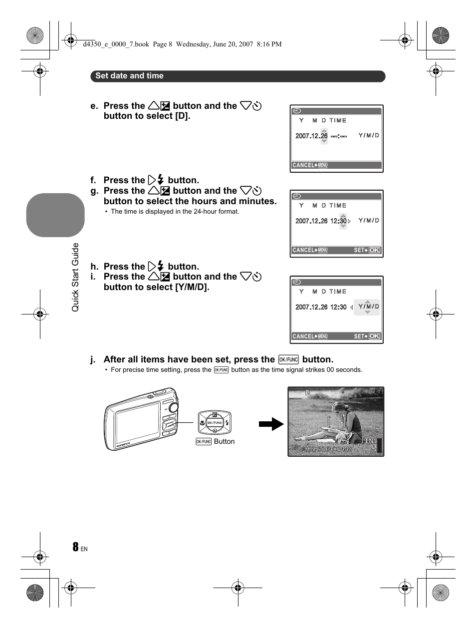 Quick start guide | Olympus STYLUS 820 User Manual | Page 8 / 84