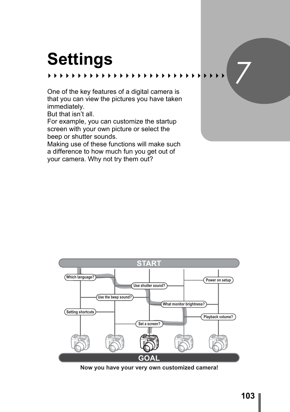 7 settings, Settings, P. 103 | Olympus SP-500 UZ User Manual | Page 103 / 189