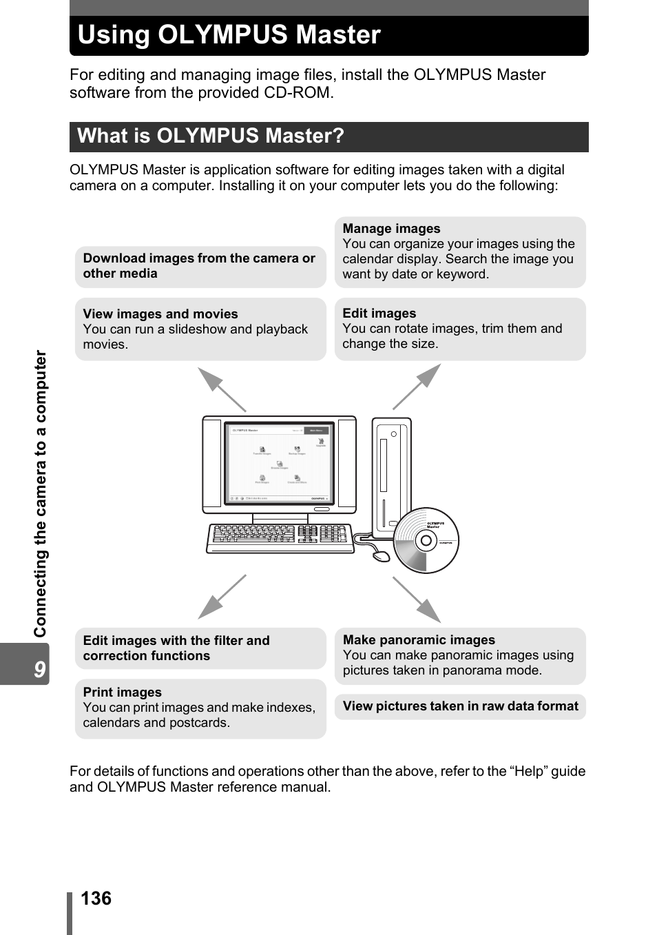 Using olympus master, What is olympus master | Olympus SP-500 UZ User Manual | Page 136 / 189