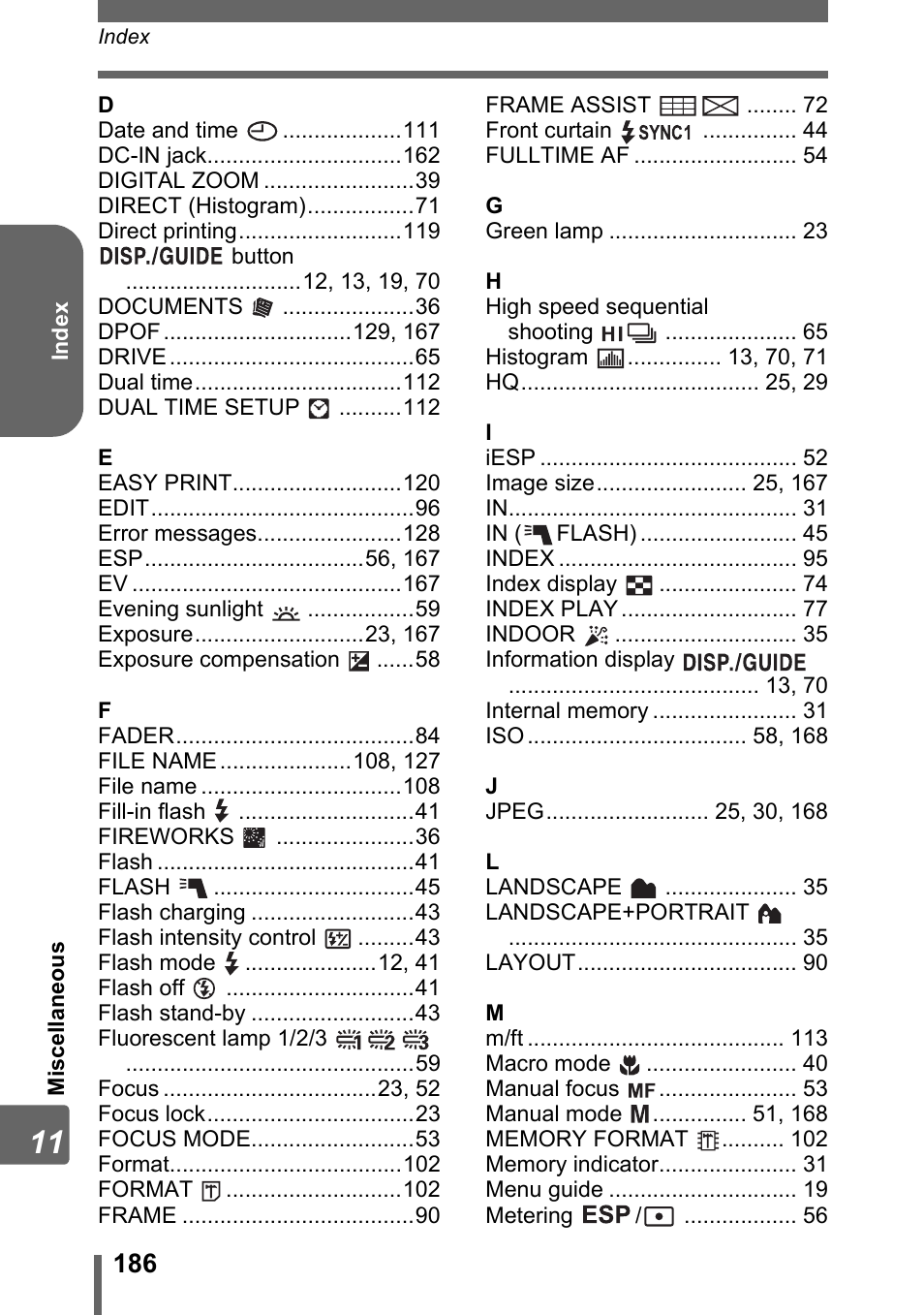 Olympus SP-500 UZ User Manual | Page 186 / 189