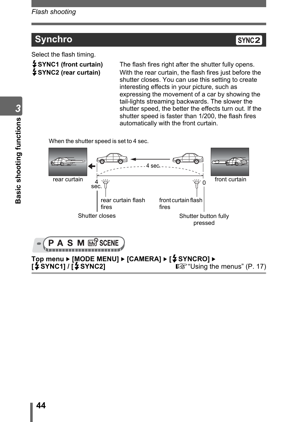 Synchro | Olympus SP-500 UZ User Manual | Page 44 / 189