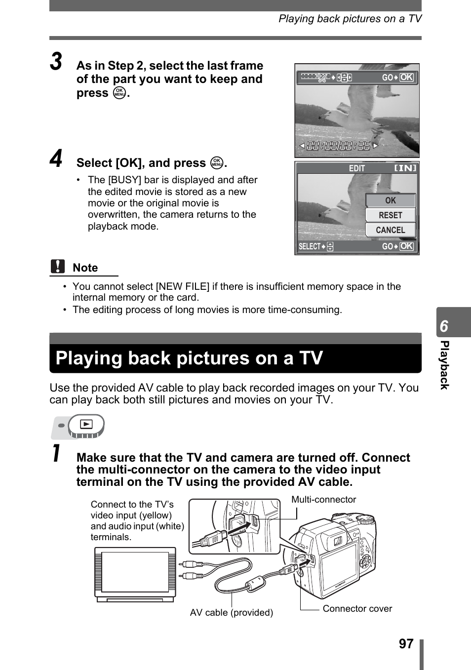 Playing back pictures on a tv | Olympus SP-500 UZ User Manual | Page 97 / 189