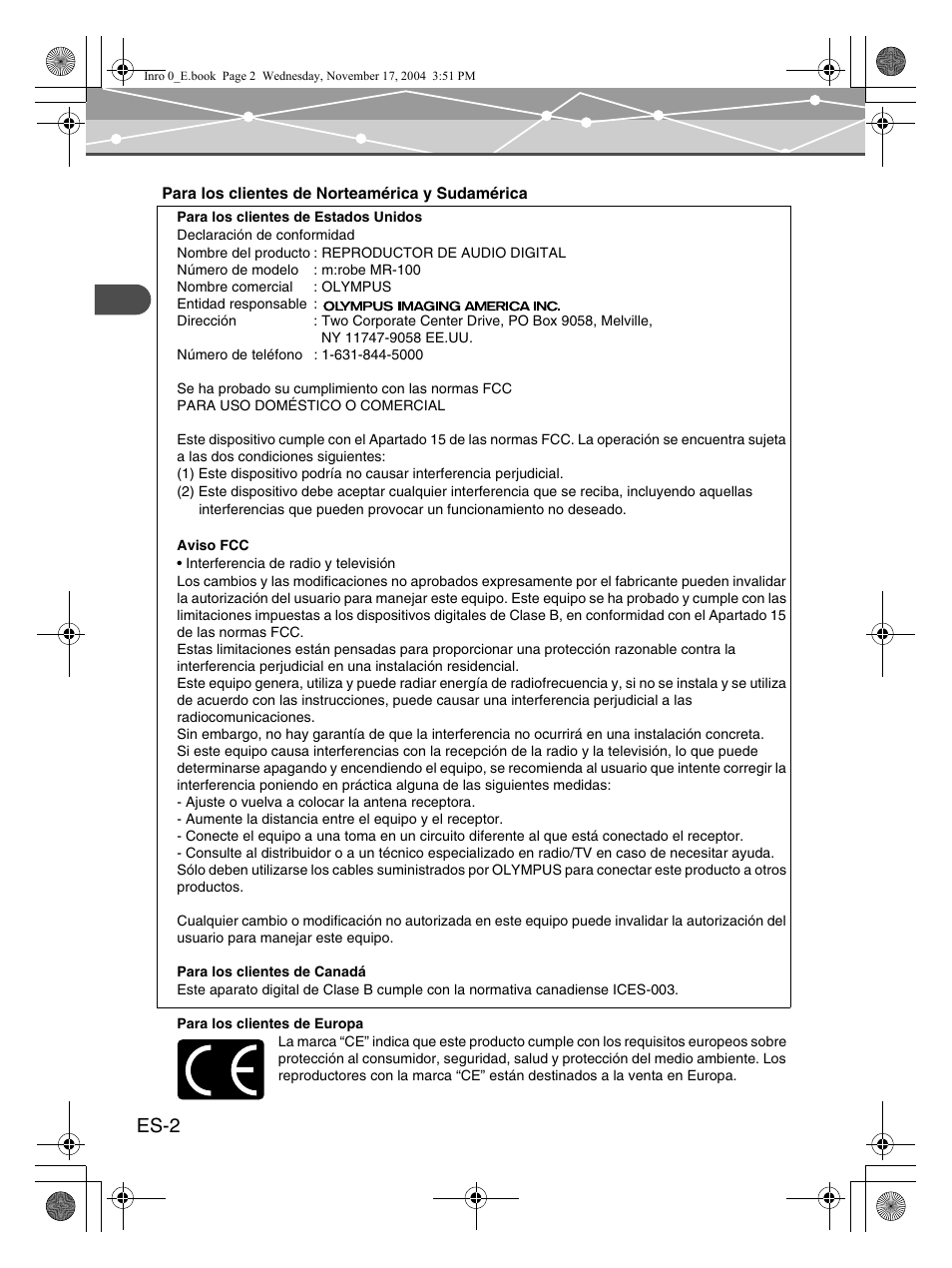Es-2 | Olympus mrobe 100 User Manual | Page 118 / 180
