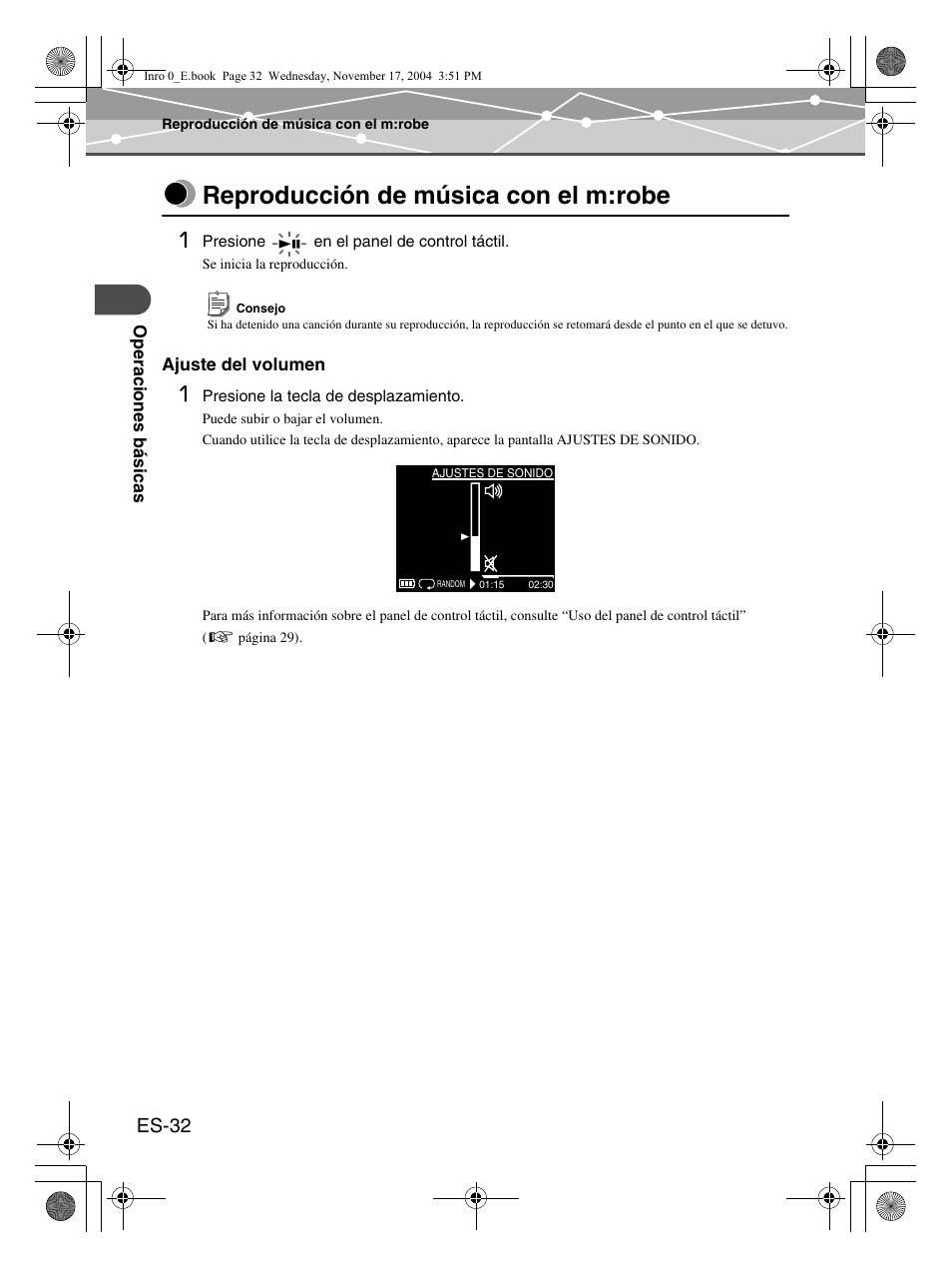Reproducción de música con el m:robe, Es-32 | Olympus mrobe 100 User Manual | Page 148 / 180