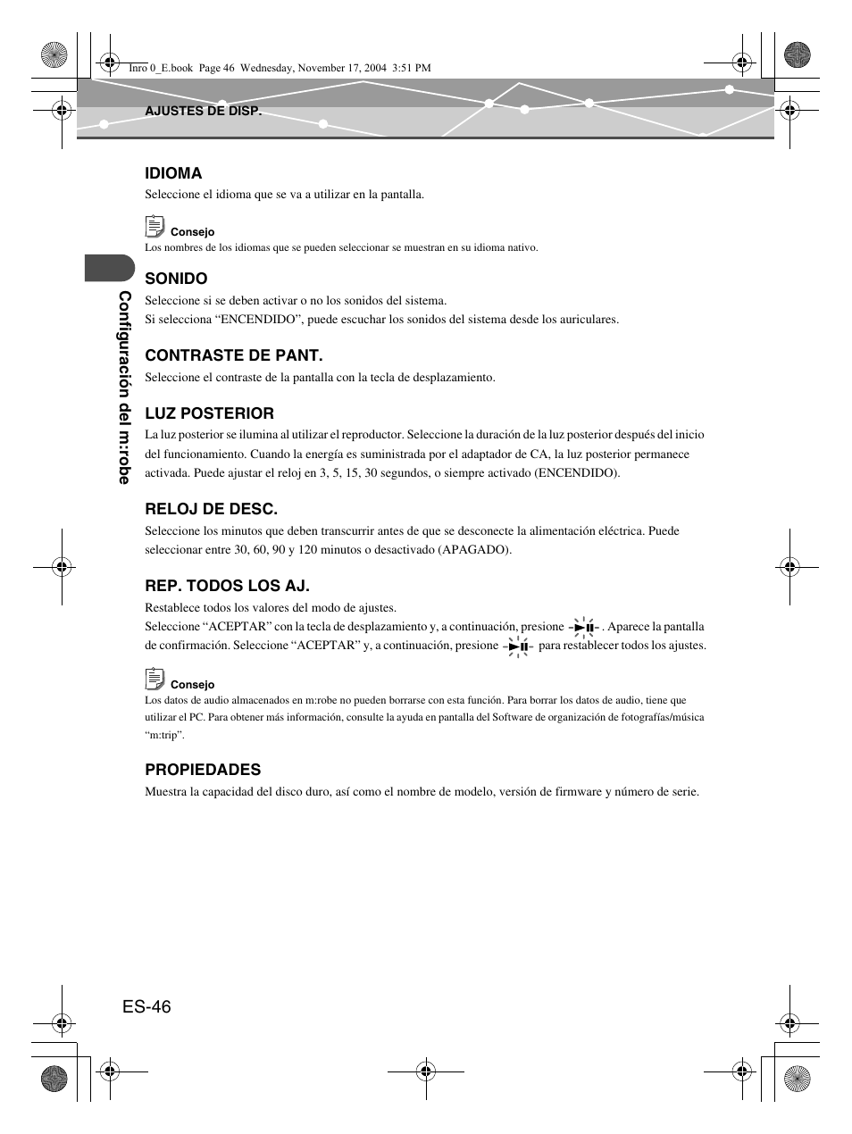 Es-46 | Olympus mrobe 100 User Manual | Page 162 / 180
