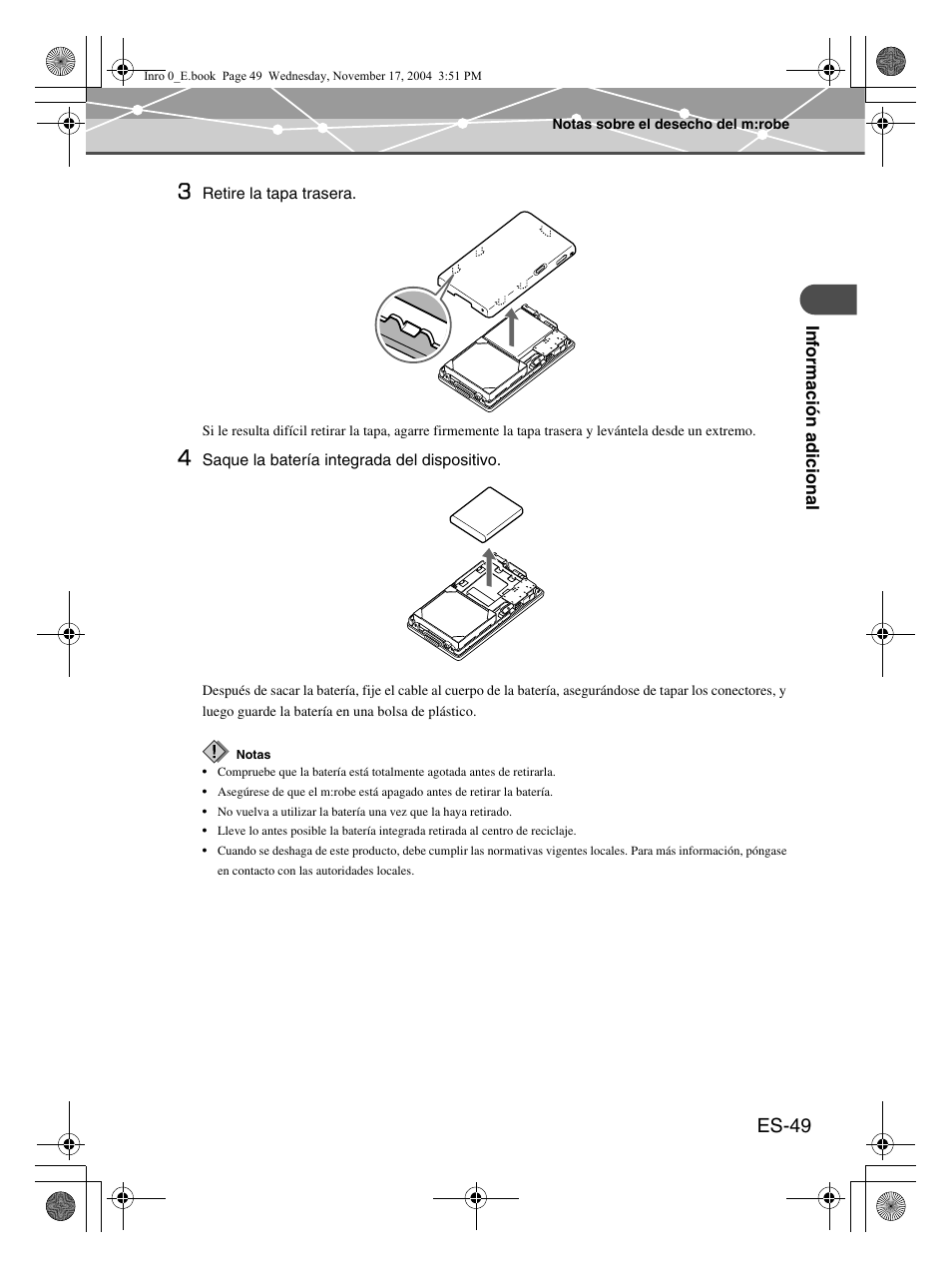 Es-49 | Olympus mrobe 100 User Manual | Page 165 / 180