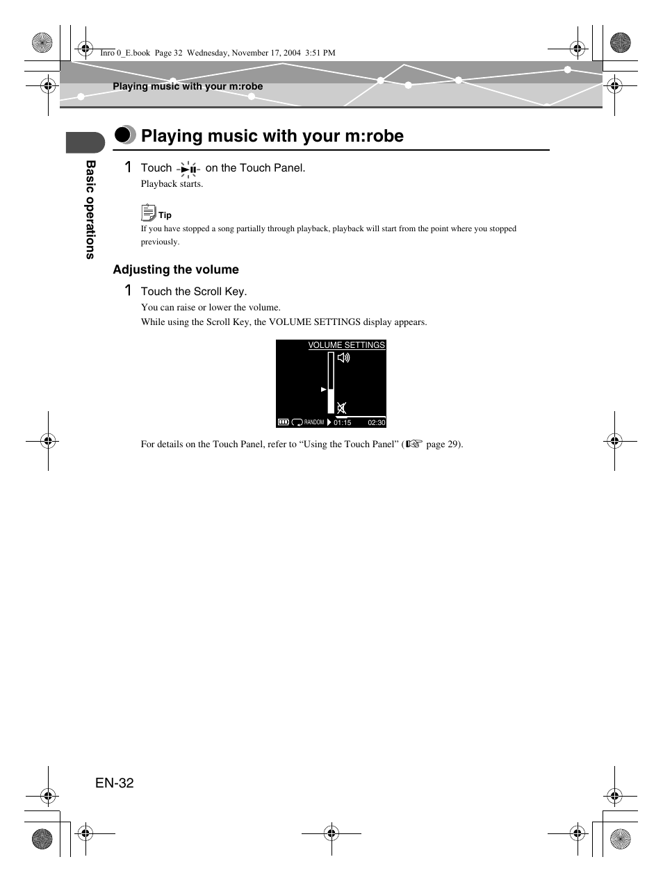 Playing music with your m:robe, En-32 | Olympus mrobe 100 User Manual | Page 32 / 180