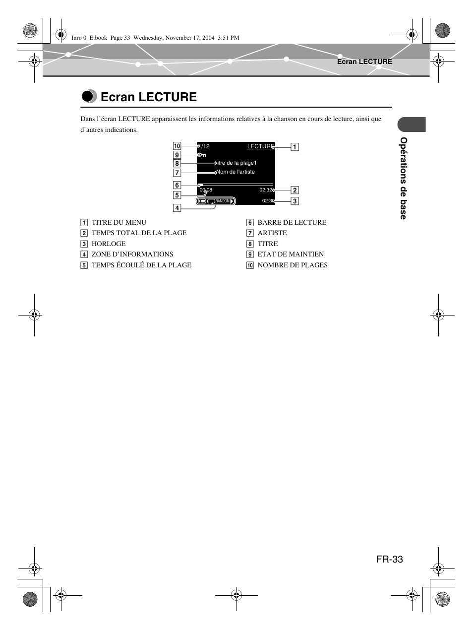 Ecran lecture, Fr-33 | Olympus mrobe 100 User Manual | Page 91 / 180