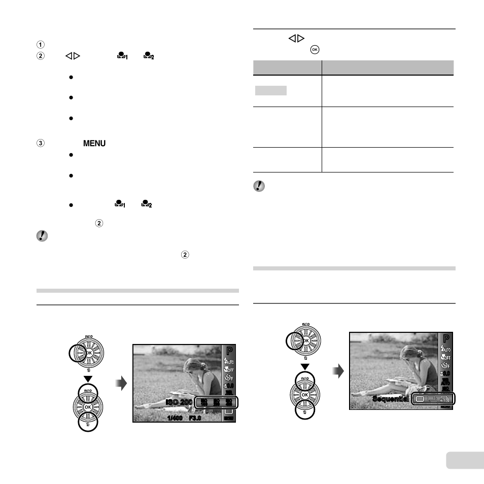 31 en, Selecting the iso sensitivity, Sequential shooting (drive) | Using the one touch white balance | Olympus SZ-11 User Manual | Page 31 / 80
