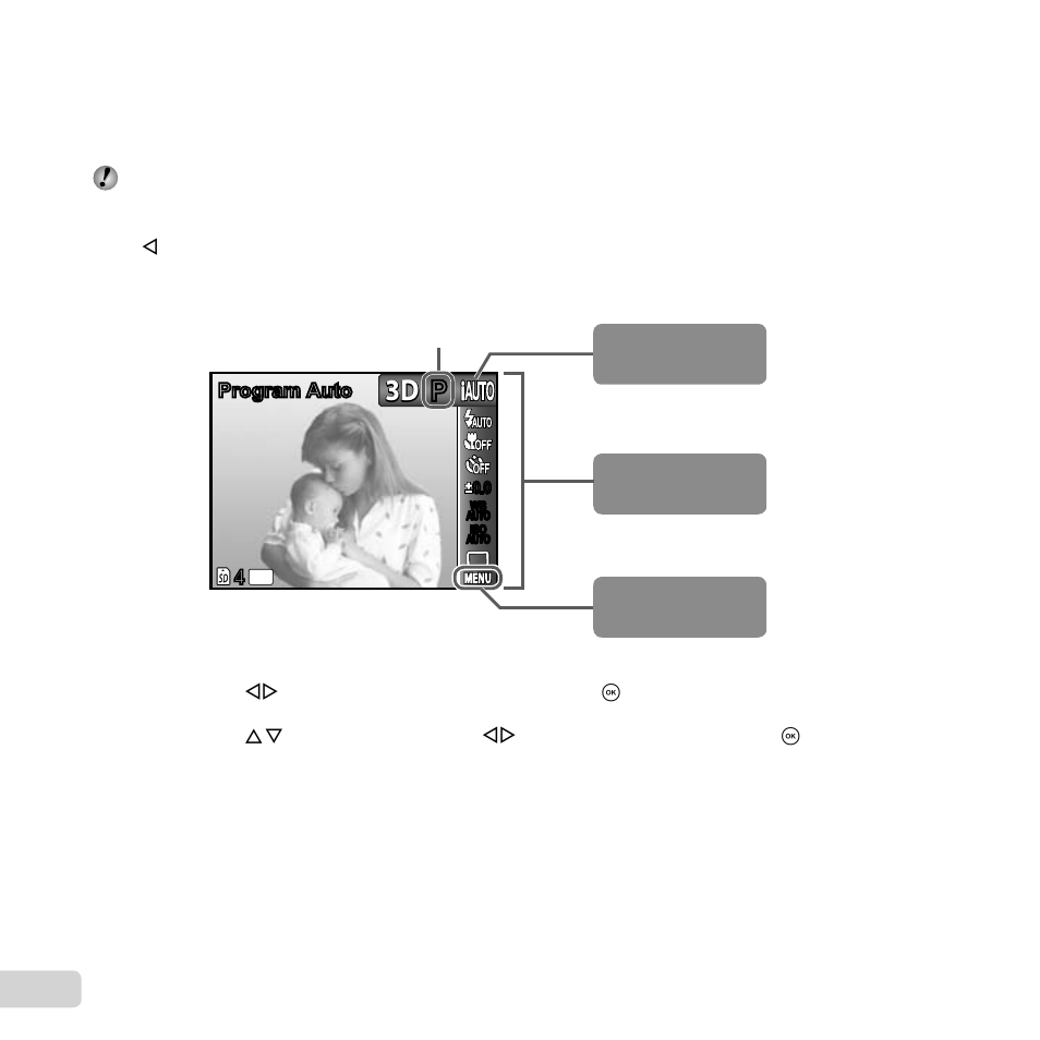 Using the menu, P3d 3d, 8 en | Olympus SZ-11 User Manual | Page 8 / 80