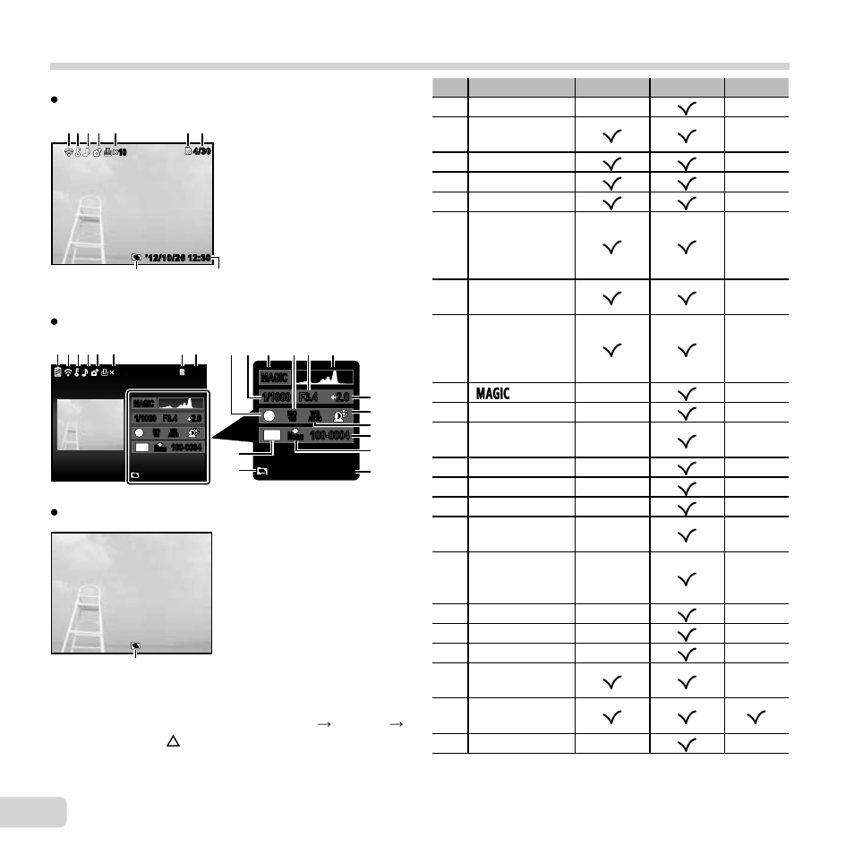 18 en, Playback mode display, Switching the displays | Olympus SP-820UZ iHS User Manual | Page 18 / 76