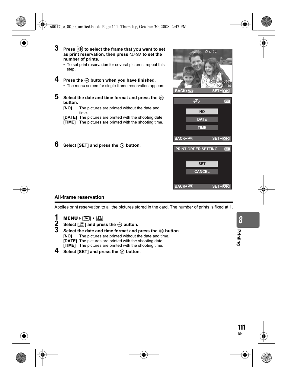 All-frame reservation | Olympus E-30 User Manual | Page 111 / 156