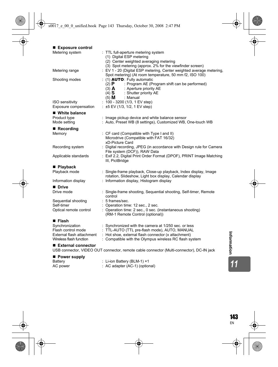 Olympus E-30 User Manual | Page 143 / 156
