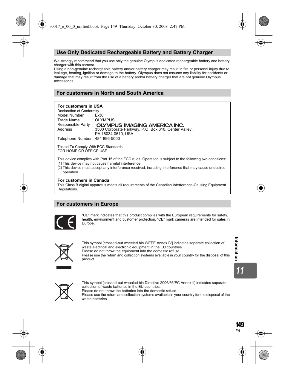 Olympus E-30 User Manual | Page 149 / 156