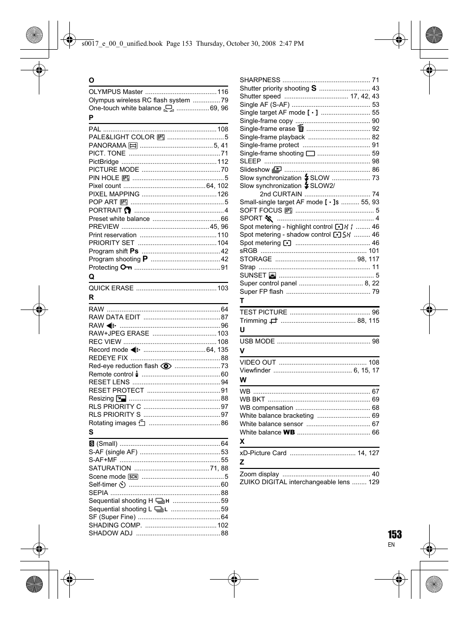 Olympus E-30 User Manual | Page 153 / 156
