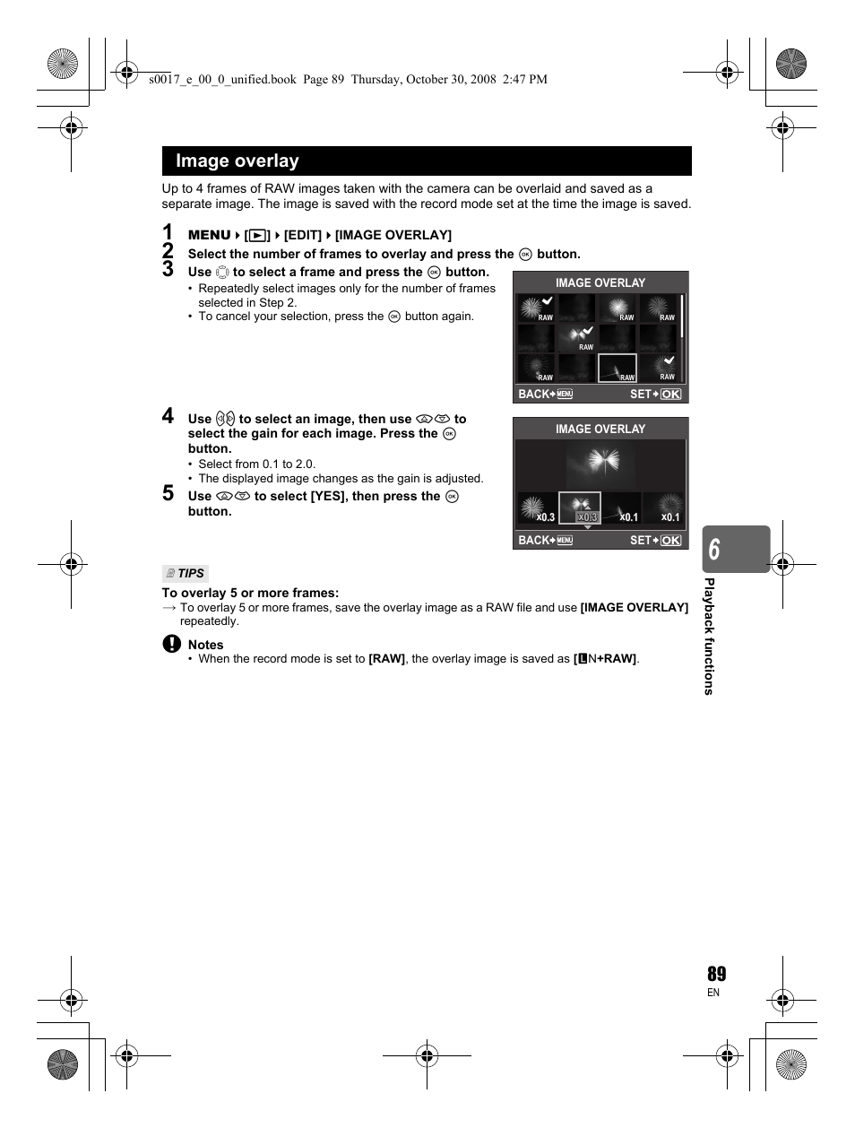 Image overlay | Olympus E-30 User Manual | Page 89 / 156