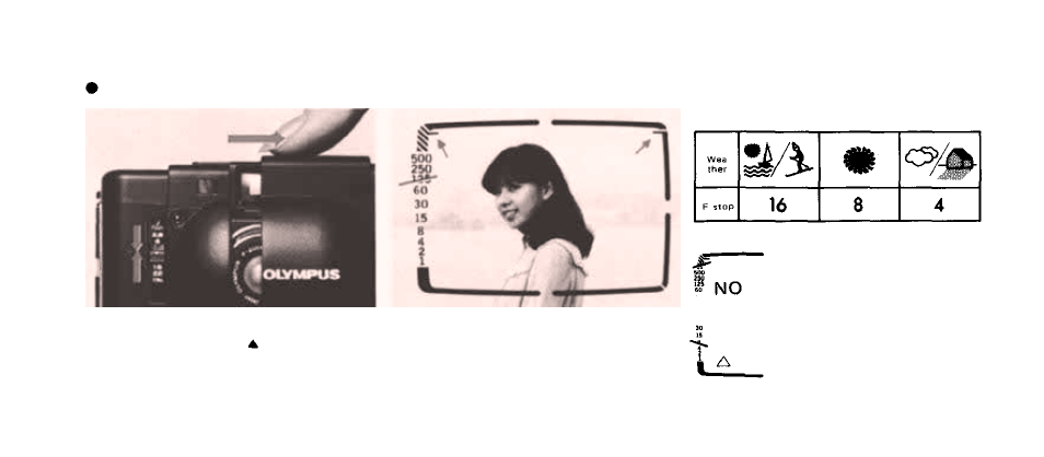 Simple steps for taking pictures, Setting the aperture | Olympus XA User Manual | Page 8 / 24