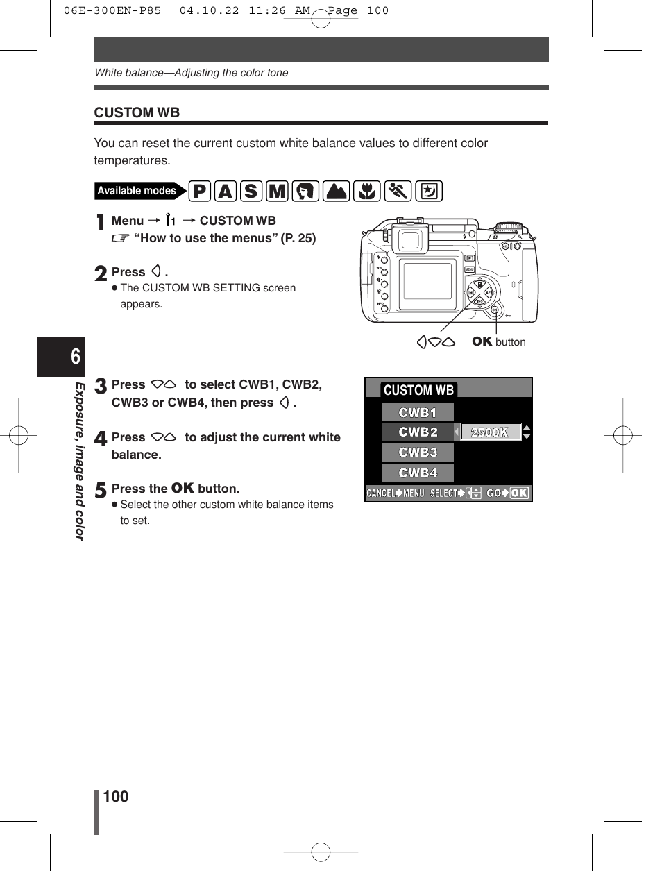 P a s m | Olympus EVOLT E-300 User Manual | Page 100 / 212