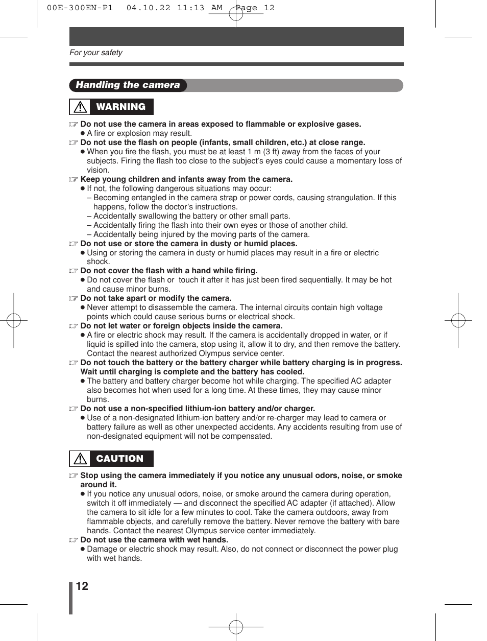 Olympus EVOLT E-300 User Manual | Page 12 / 212
