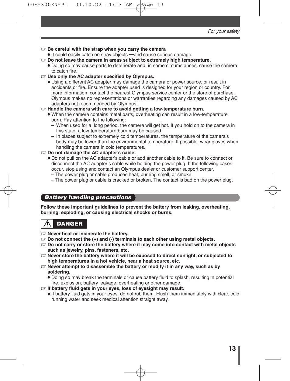 Olympus EVOLT E-300 User Manual | Page 13 / 212
